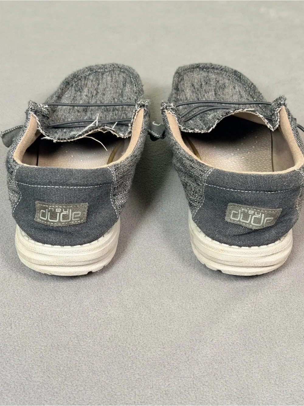 Hey Dude Men’s Grey Canvas Slip-On Loafers- Size 13 - Picture 4 of 6